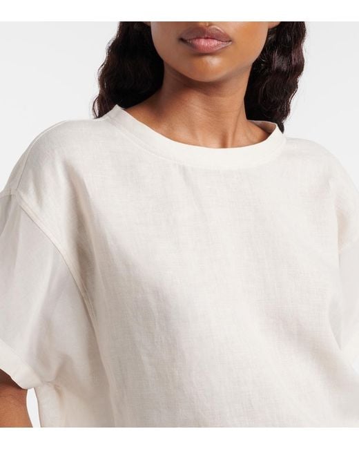 Brunello Cucinelli White Oversized Linen T-Shirt