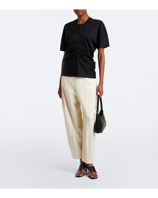 Rohe Black Gathered Cotton And Silk-Blend T-Shirt
