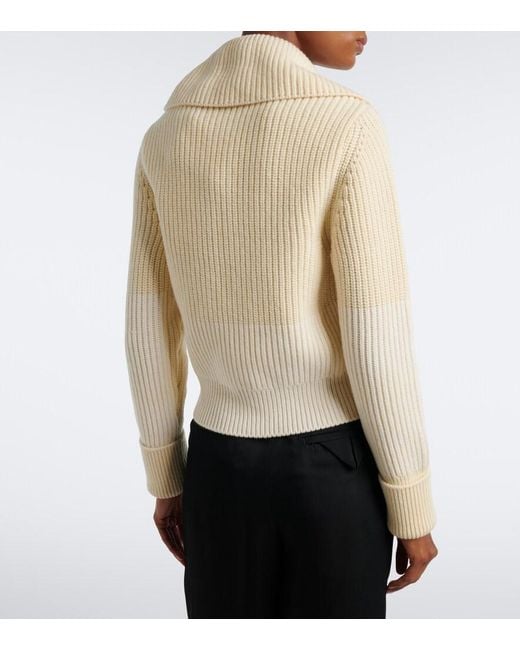 Bottega Veneta Natural Ribbed-Knit Wool And Cashmere Sweater