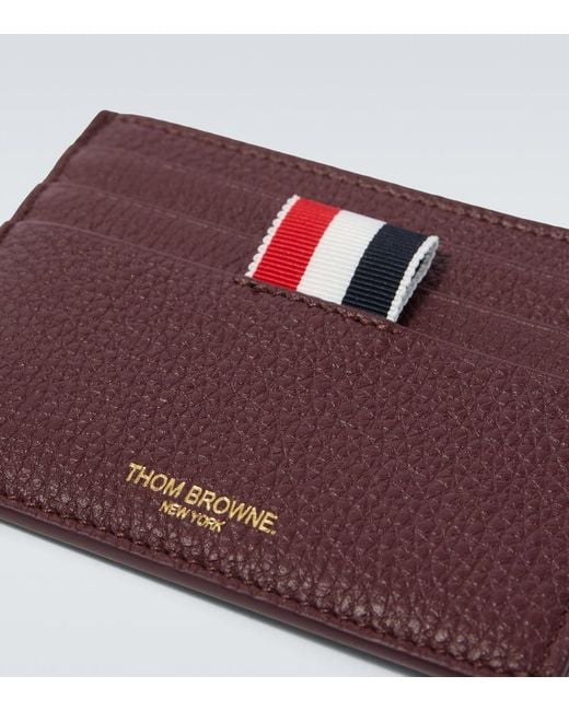 Thom Browne Red Rwb Stripe Leather Cardholder for men