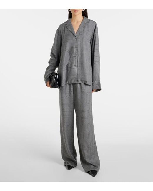 Totême  Gray Pyjama-Hose Monogram Aus Flanell