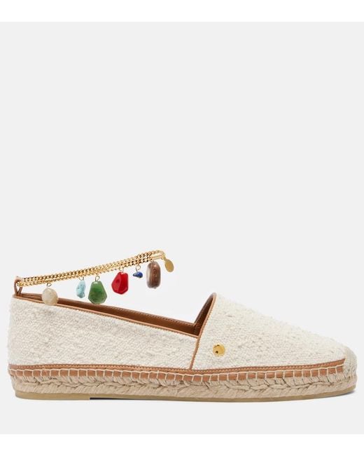 Stella McCartney White Gaia Embellished Canvas Espadrilles