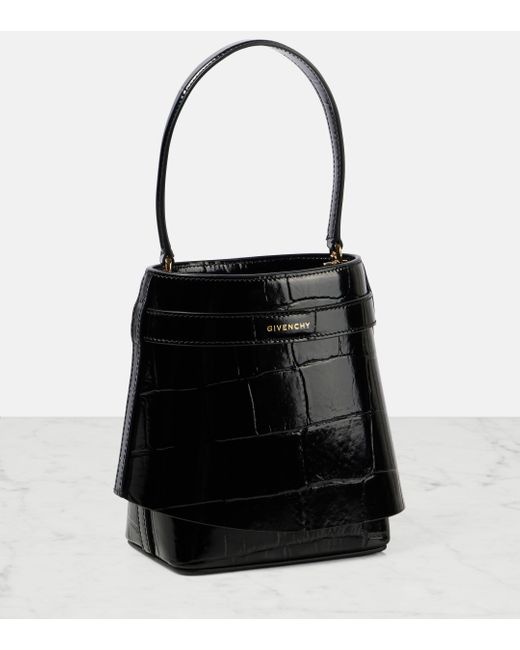 Givenchy Black Shark Lock Medium Leather Bucket Bag