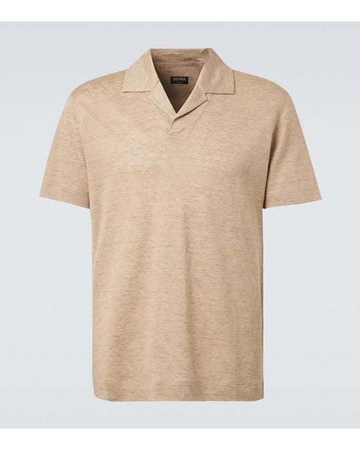 Zegna Natural Linen Polo Shirt for men