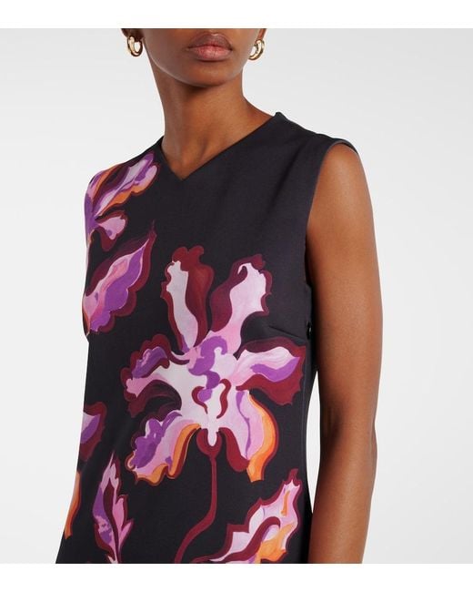 Dorothee Schumacher Purple Floral Neoprene Midi Dress