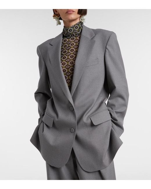 Dries Van Noten Gray Wool-Blend Blazer