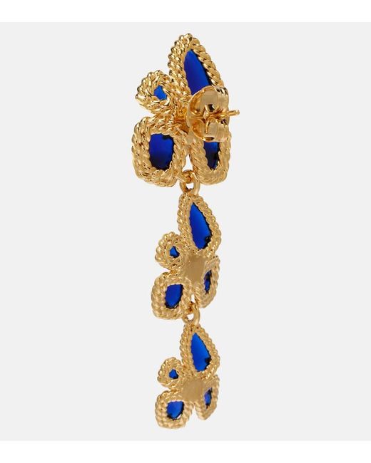 Zimmermann Blue Bloom Large Embellished Drop Earrings