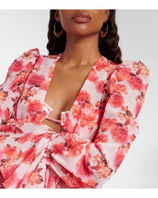 Bananhot Red Berta Floral Beach Cover-Up