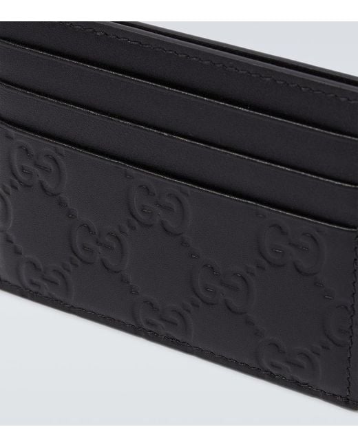 Gucci Black Gg Emblem Leather Card Holder for men