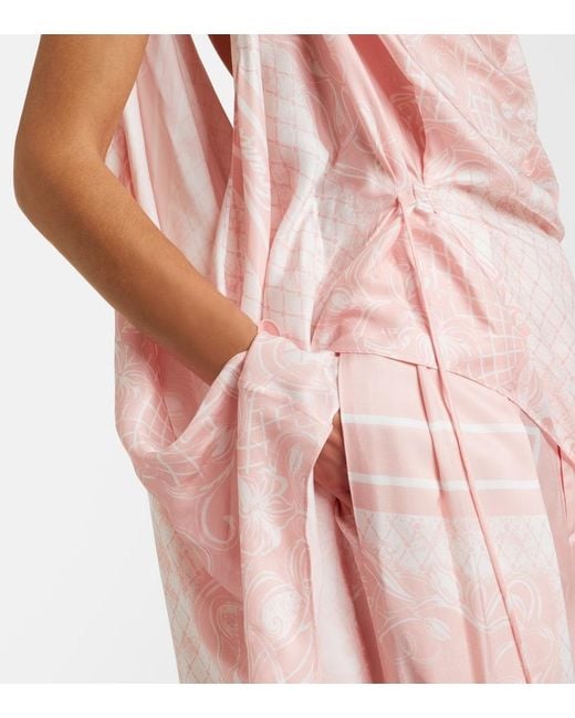 Balmain Pink Printed Asymmetric Top