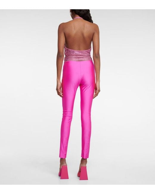 GIUSEPPE DI MORABITO Pink Embellished Cowl-Neck Top