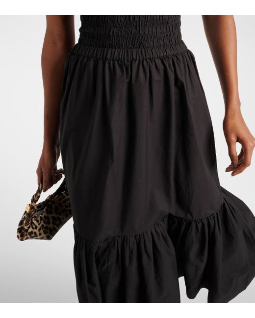 Ganni Black Organic Cotton Flounced Maxi Skirt