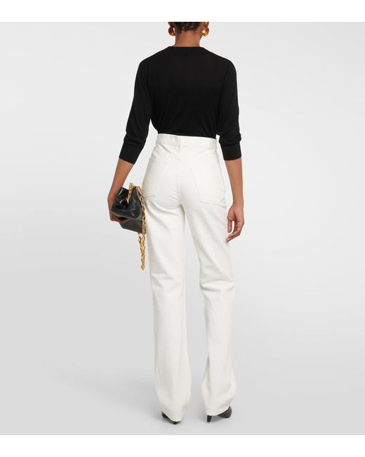 Tory Burch White Mid-Rise Straight Jeans