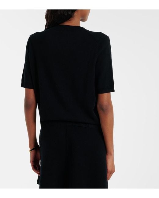 Jardin Des Orangers Black Floral-Applique Wool And Cashmere Sweater