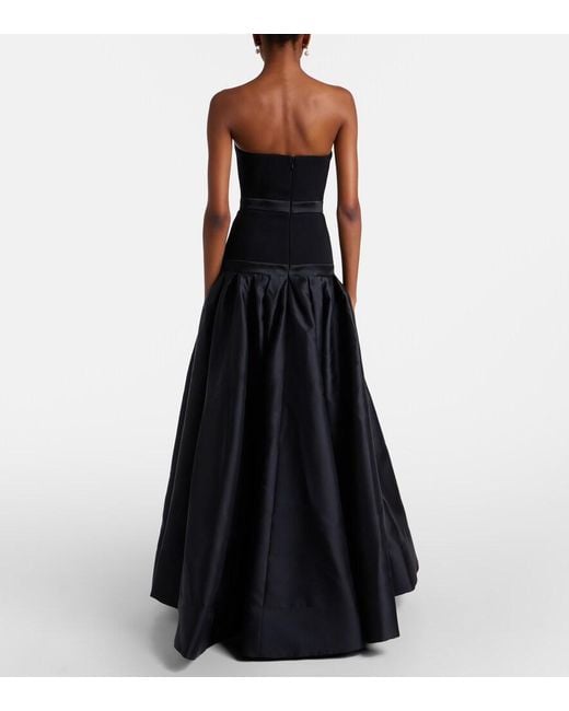 Rebecca Vallance Black Zendaya Crepe Satin-Paneled Corset Gown