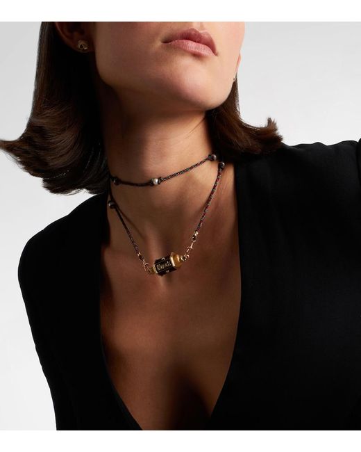 Marie Lichtenberg Metallic Knock On Wood 18Kt Locket Necklace With Diamonds And Pearls