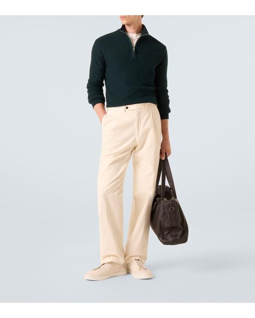 Zegna Green Cashmere Half-Zip Sweater for men