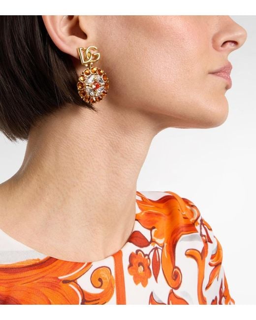Dolce & Gabbana Metallic Dg Embellished Clip-On Earrings