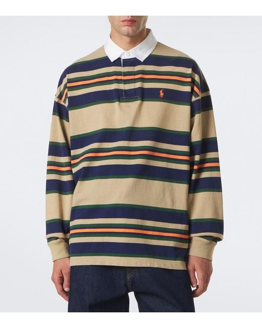 Polo Ralph Lauren Blue Striped Cotton Jersey Polo Sweater for men