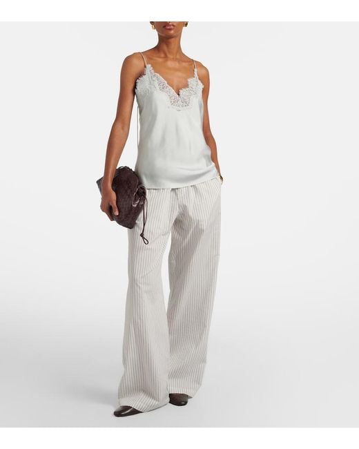 Rohe White Lace-Trimmed Silk Top