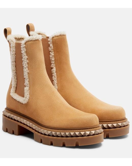 Bottines Chelsea St Emilia En Daim Et Shearling Christian Louboutin en coloris Brown