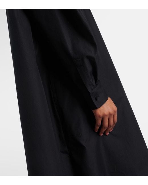 Max Mara Black Liriche Cotton Poplin Midi Dress