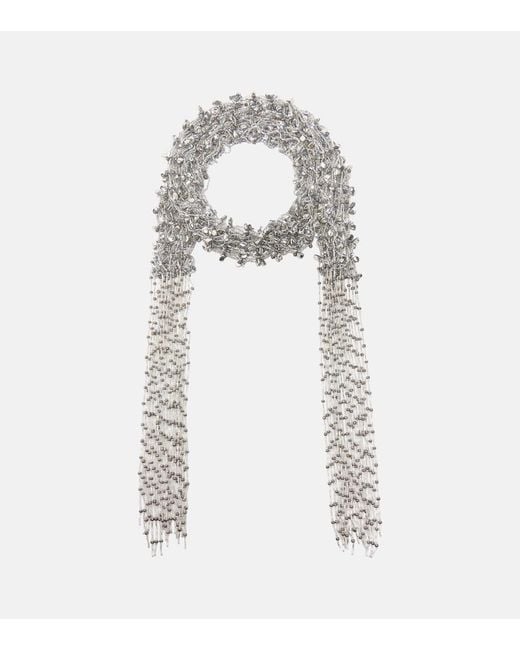 Dries Van Noten White Embellished Fringed Necklace