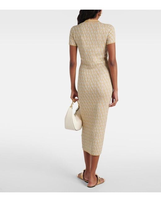 Valentino Natural Toile Iconographe Lame Jacquard Midi Dress