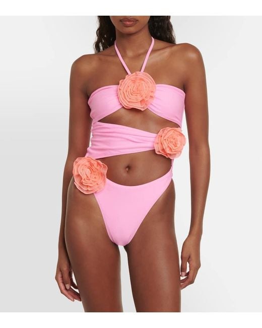 SAME Pink Rose Cutout Swimsuit