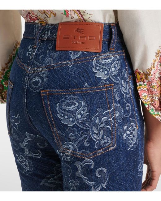 Etro Blue Regular-Fit Jacquard Jeans