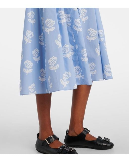 Marni Blue Floral Cotton Midi Dress