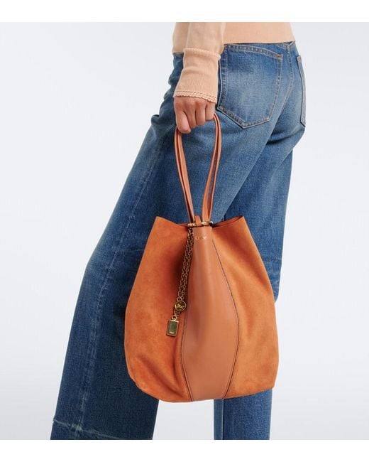 Chloé Brown Spin Medium Leather And Suede Tote Bag