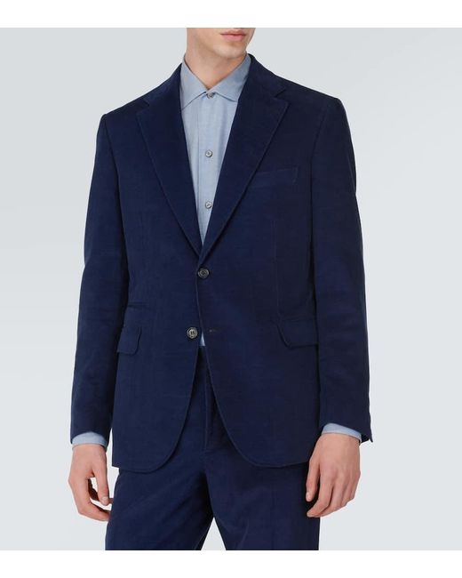 Brioni Blue Cotton And Cashmere Corduroy Suit for men