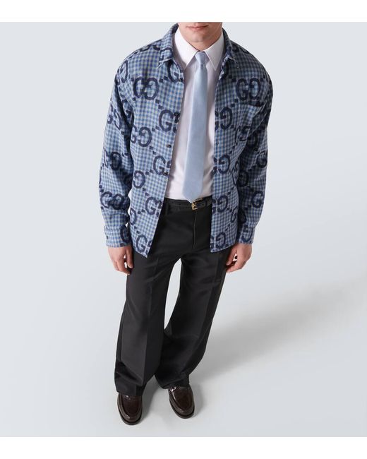 Cravatta in seta jacquard di Gucci in Blue da Uomo