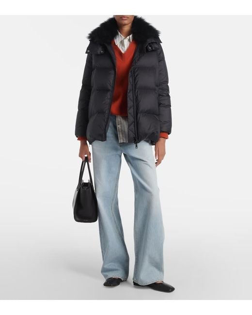 Yves Salomon Black Quilted Down Jacket