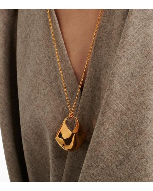 Khaite Metallic Lotus Small-Plated Pendant Necklace