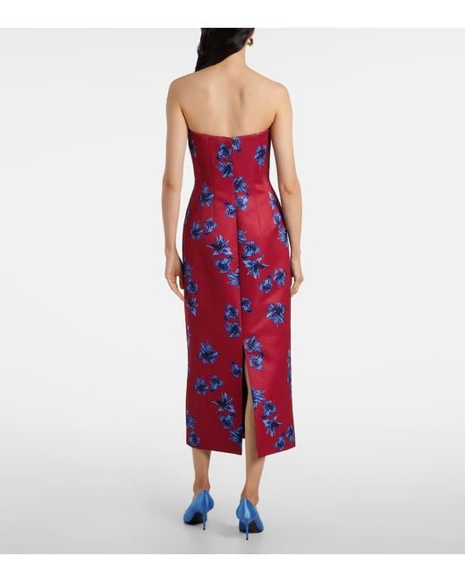 Robe Midi Leila En Satin A Fleurs Emilia Wickstead en coloris Red