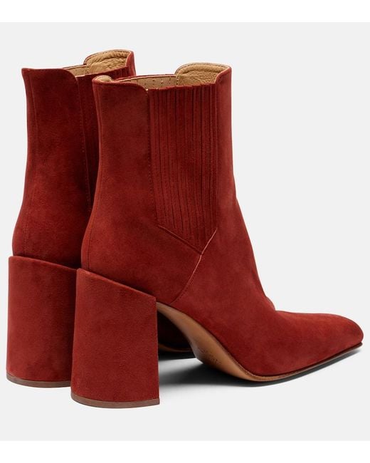 Gabriela Hearst Red Ankle Boots Luke Aus Veloursleder