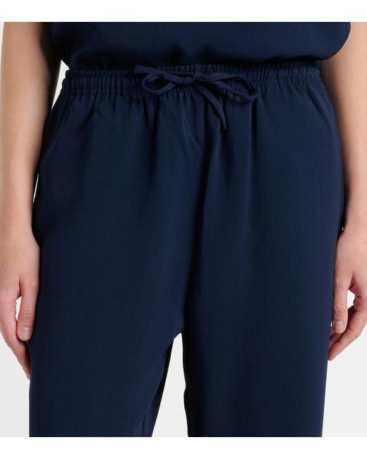 Asceno Blue Aurelia Crepe Straight Pants