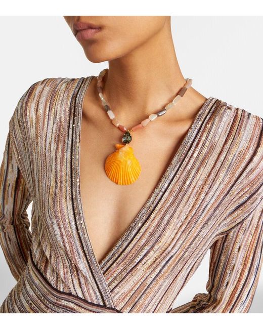 Jennifer Behr Metallic Syrena Embellished Pendant Necklace