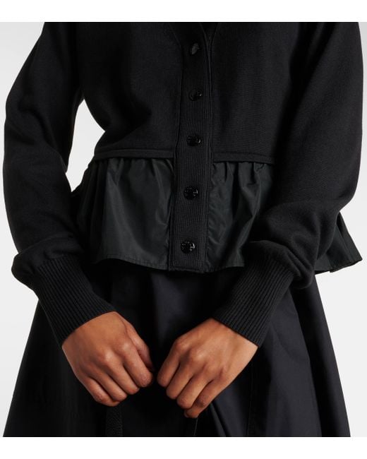Cardigan en coton melange Moncler en coloris Black