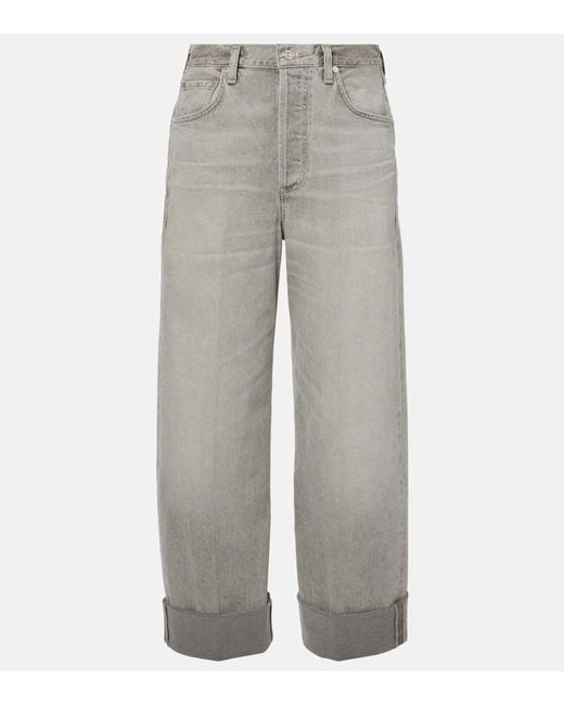 Citizens of Humanity Gray Ayla Wide-Leg Jeans