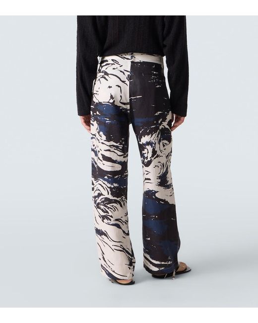 Commas Multicolor Printed Linen Straight Pants for men