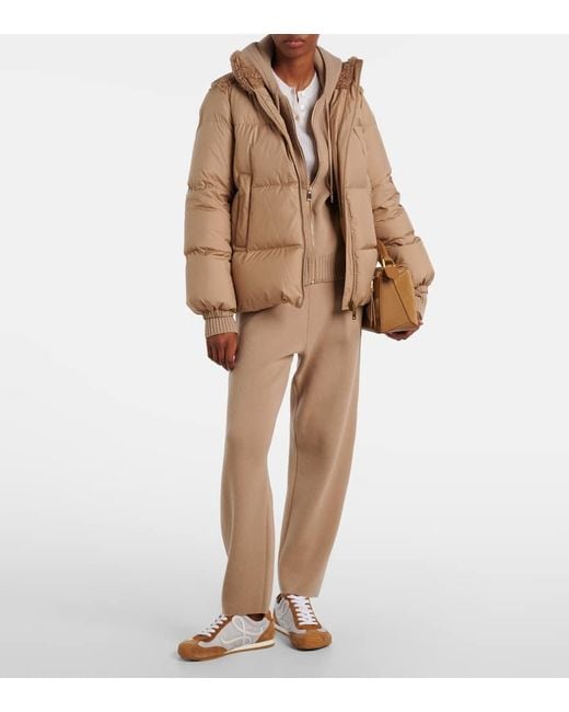 Moncler Natural Esnaie Fleece-Trimmed Down Jacket