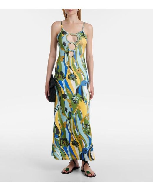 Christopher Esber Green Acidic Floral Maxi Dress