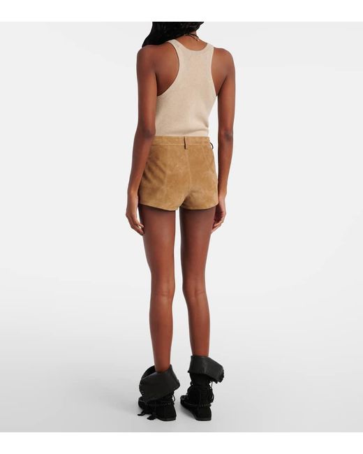 Isabel Marant Natural Low-Rise Shorts Delma Aus Veloursleder