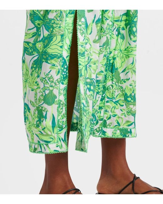 Poupette Green Mya Printed Halterneck Maxi Dress