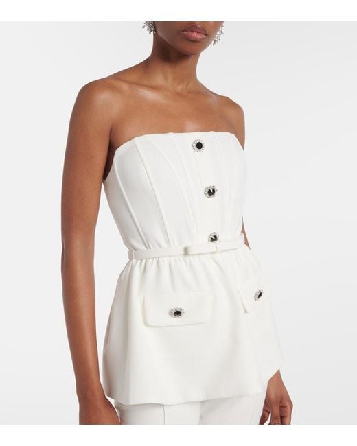 Self-Portrait White Strapless Crepe Jumpsuit