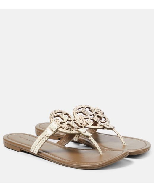 Tory Burch White Miller Leather Thong Sandals