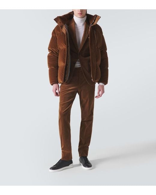 Zegna Brown Cotton And Cashmere Corduroy Slim Pants for men